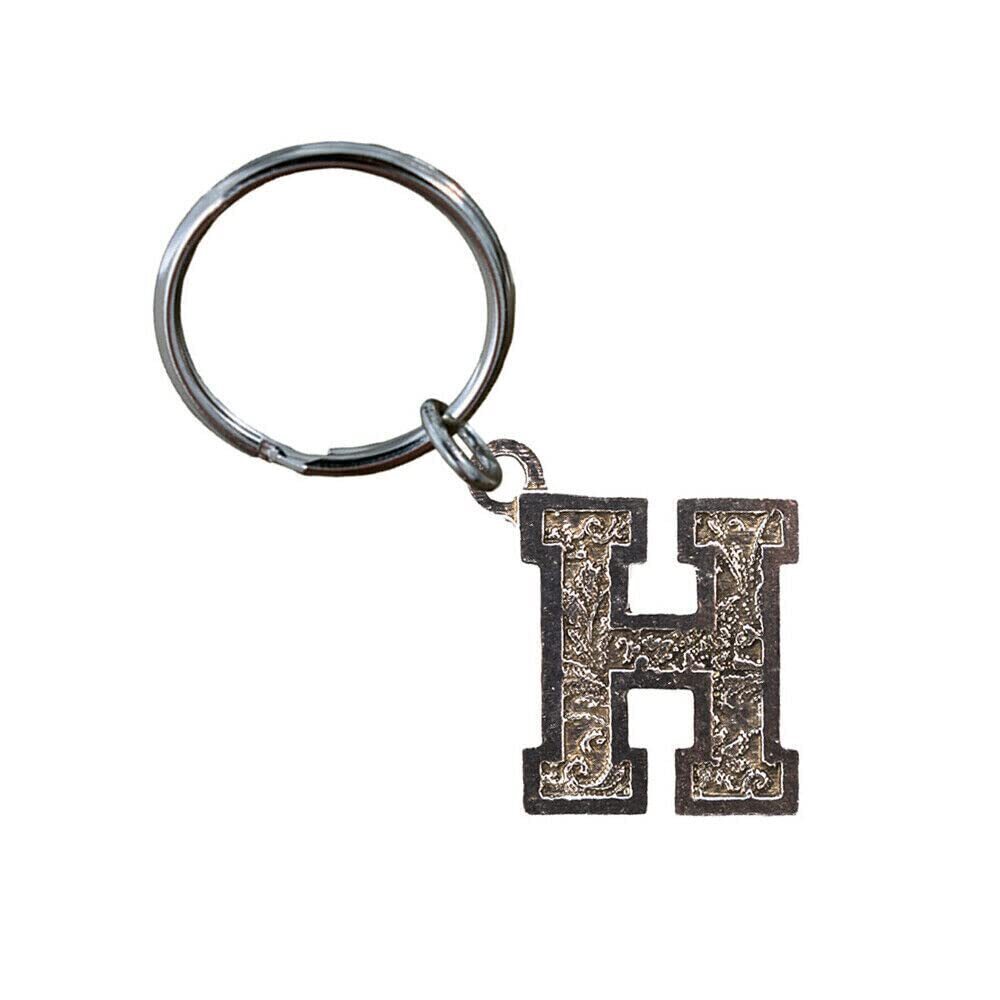2458 Letter H Keychain, Pewter, L008KC, 1 inch, 100% American Made, H